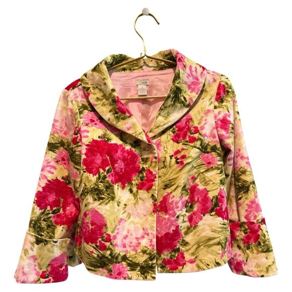 Odille Jackets & Blazers - ANTHROPOLOGIE WOMEN’S ODILLE FLOAL GREEN PINK JACKET SZ  2